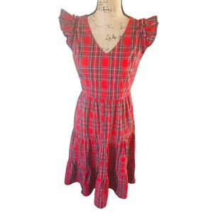 J. Crew Vibrant Red Checkered Mini Dress